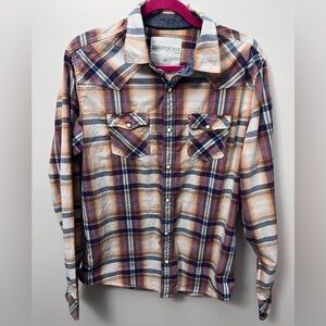 Aeropostale Unisex Plaid Button-Down Shirt - Red, Blue, White